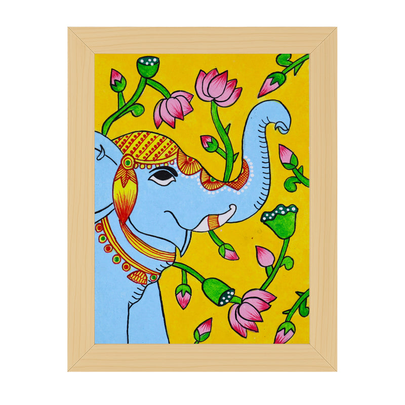 handmade pichwai painting elephant-in vibrant traditional folk art style