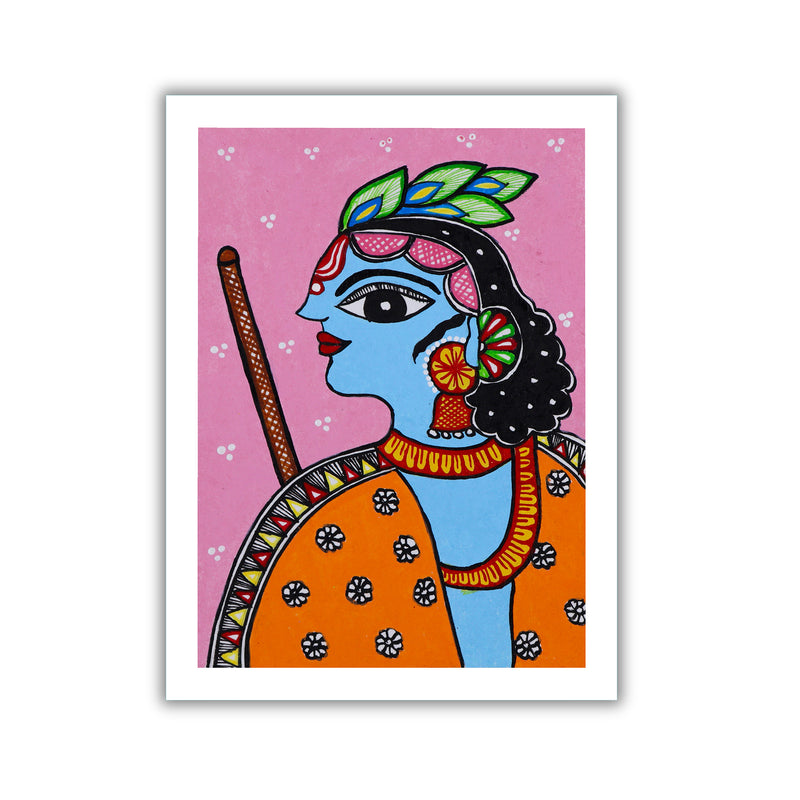 handmade pichwai painting krishna-in vibrant traditional folk art style