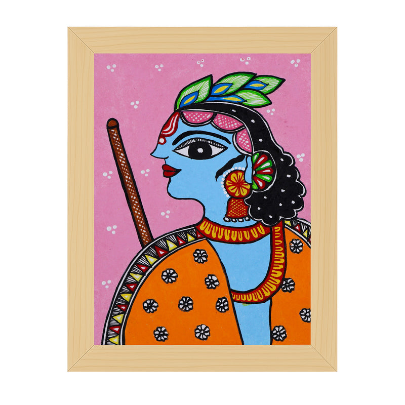 handmade pichwai painting krishna-in vibrant traditional folk art style