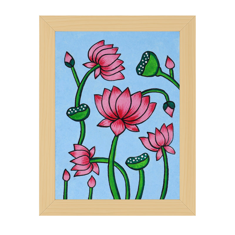 handmade pichwai painting lotus-in vibrant traditional folk art style