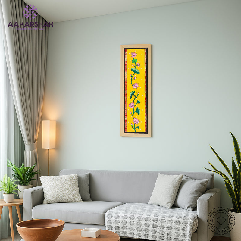 vibrant handmade lotus painting-depicting indian folk traditions
