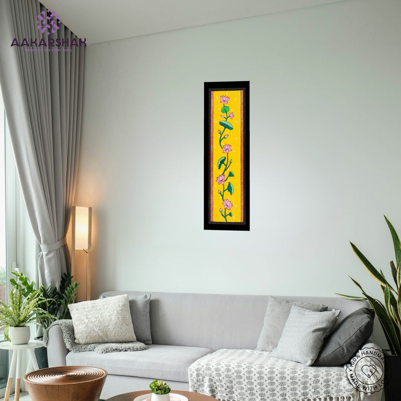 vibrant handmade lotus painting-depicting indian folk traditions