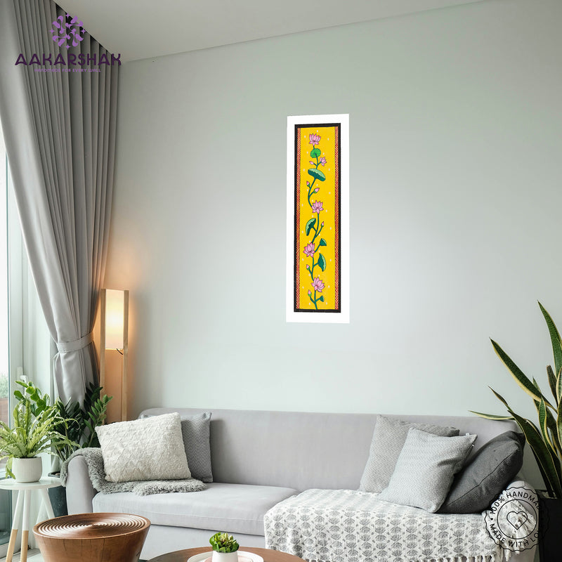 vibrant handmade lotus painting-depicting indian folk traditions