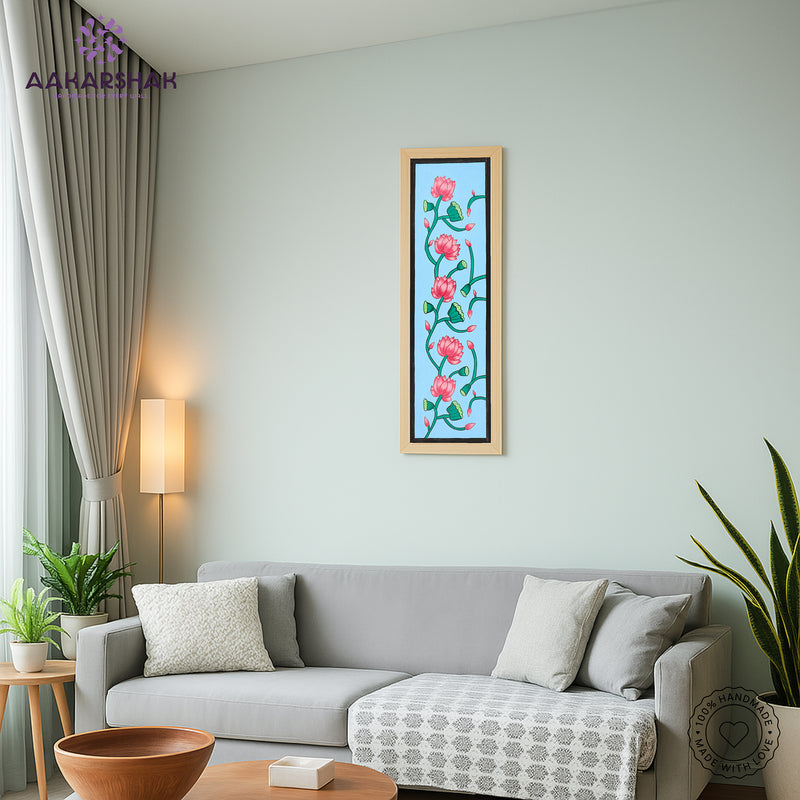 vibrant handmade lotus painting-depicting indian folk traditions