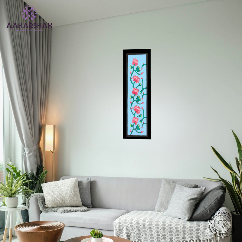 vibrant handmade lotus painting-depicting indian folk traditions