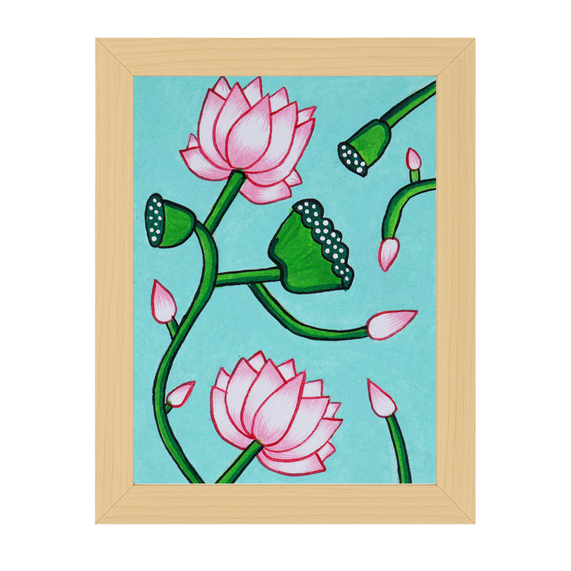handmade pichwai painting lotus-in vibrant traditional folk art style