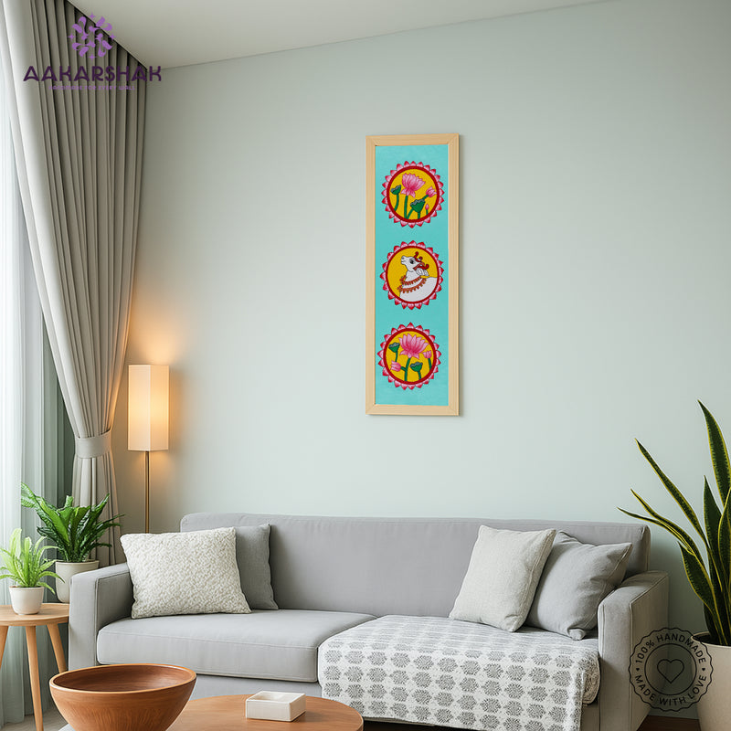 vibrant handmade lotus painting-depicting indian folk traditions
