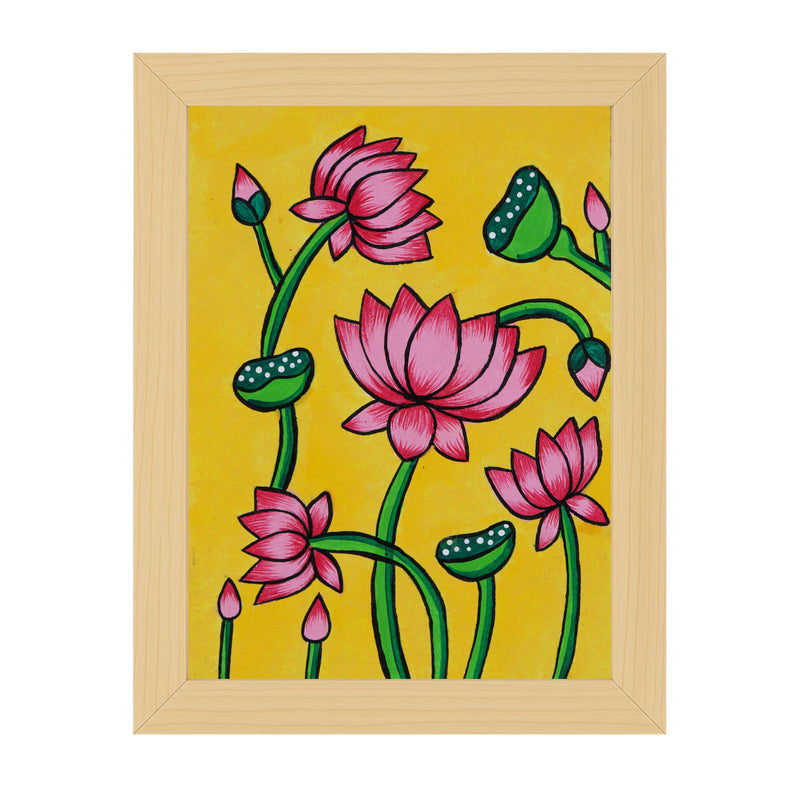 handmade pichwai painting lotus-in vibrant traditional folk art style