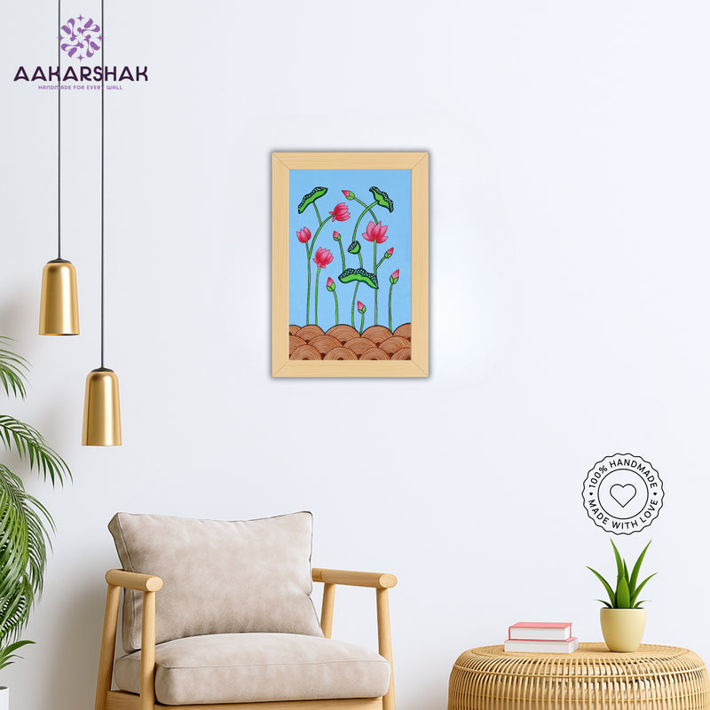 vibrant handmade lotus painting-depicting indian folk traditions