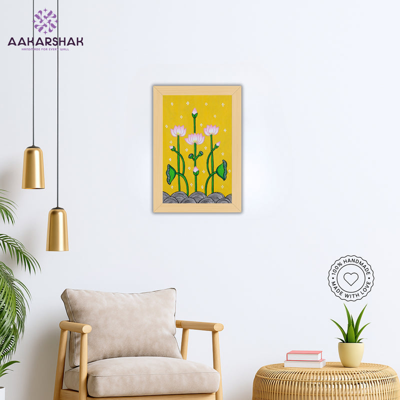 vibrant handmade lotus painting-depicting indian folk traditions