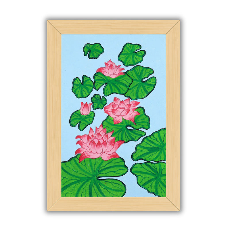 handmade pichwai painting lotus-in vibrant traditional folk art style