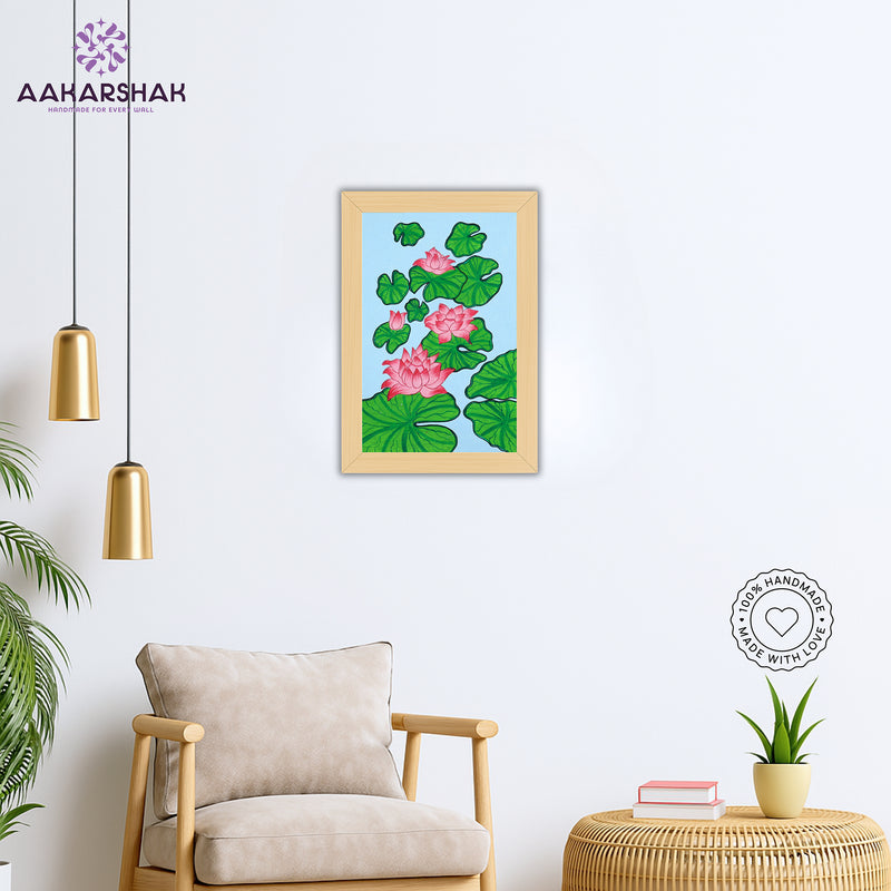 vibrant handmade lotus painting-depicting indian folk traditions