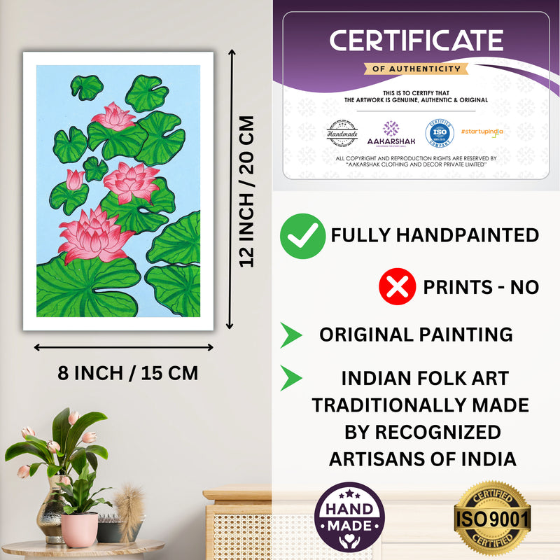 handmade iso certified-lotus pichwai painting
