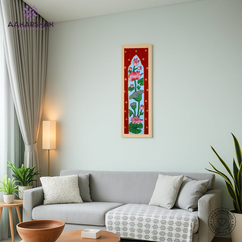vibrant handmade lotus painting-depicting indian folk traditions