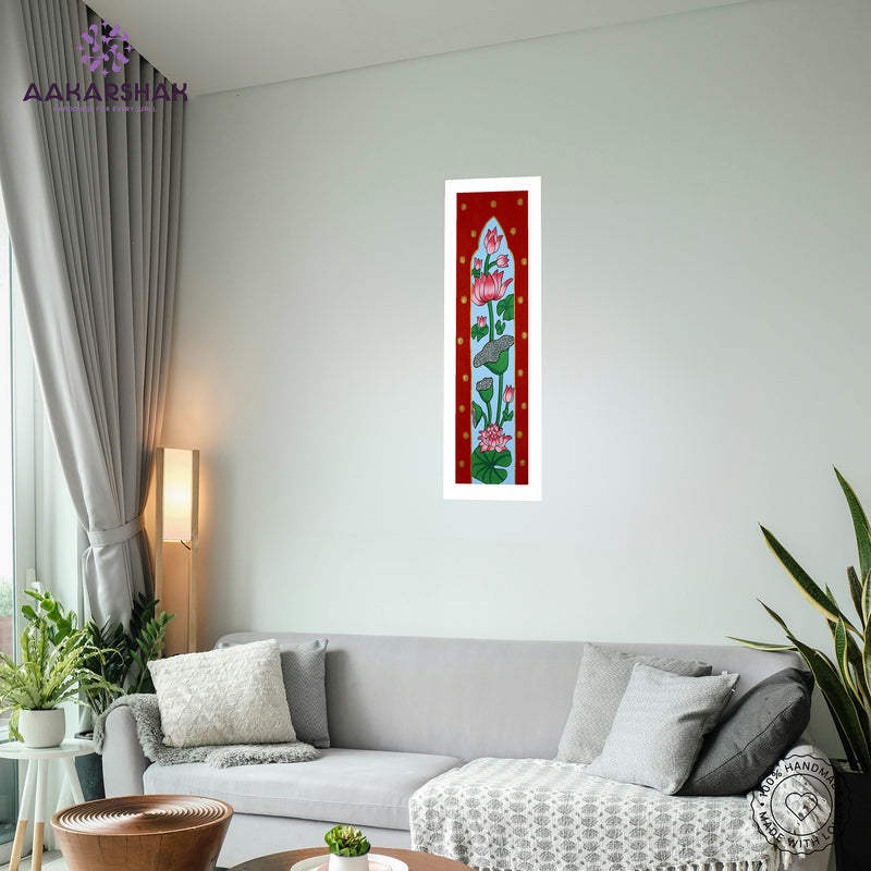 vibrant handmade lotus painting-depicting indian folk traditions