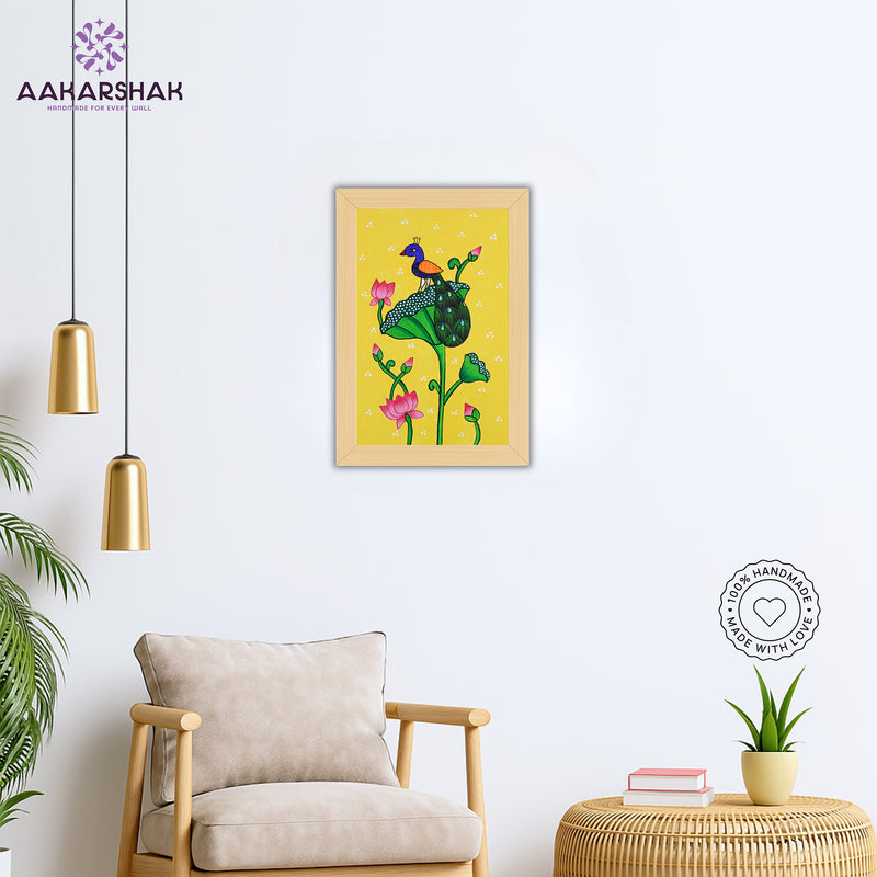 vibrant handmade peacock painting-depicting indian folk traditions