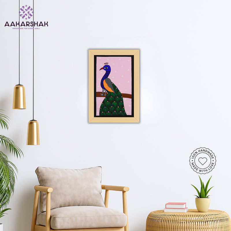 vibrant handmade peacock painting-depicting indian folk traditions