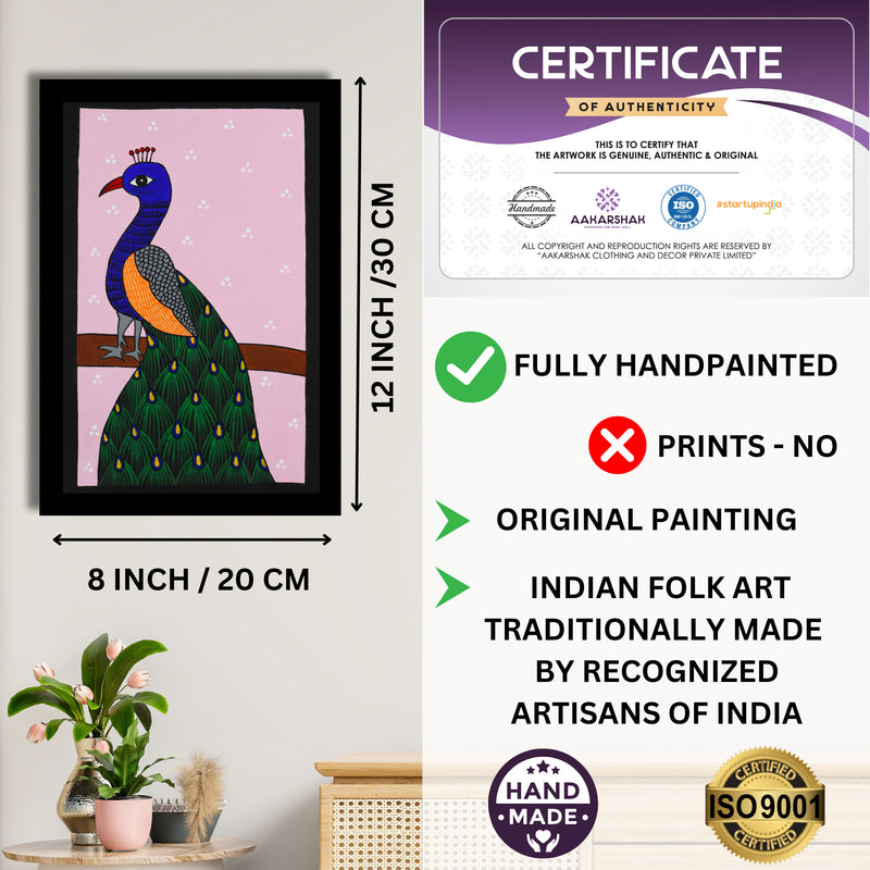 handmade iso certified-peacock pichwai painting