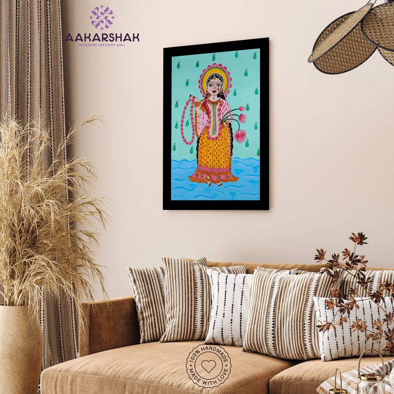 vibrant handmade radha-rani painting-depicting indian folk traditions