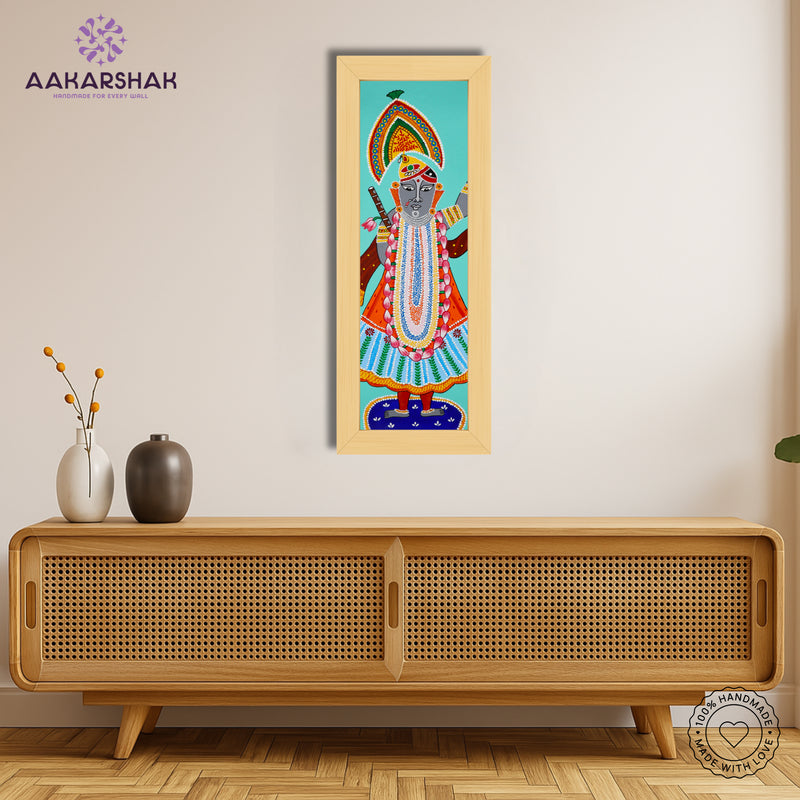 Framed artwork with shrinathji design -handmade pichwai painting for home decor