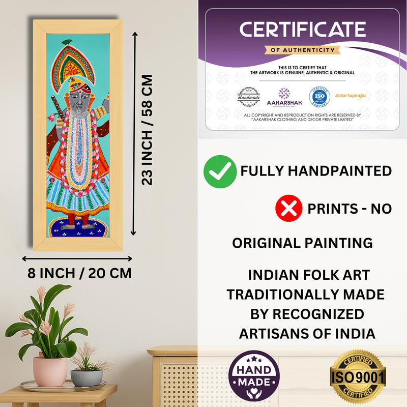 Framed artwork with dimensions, authenticity certificate and handmade iso certified-shrinathji Pichwai painting
