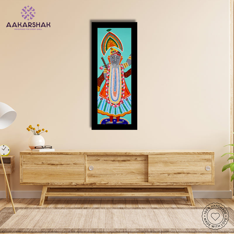 Framed artwork with shrinathji design -handmade pichwai painting for home decor