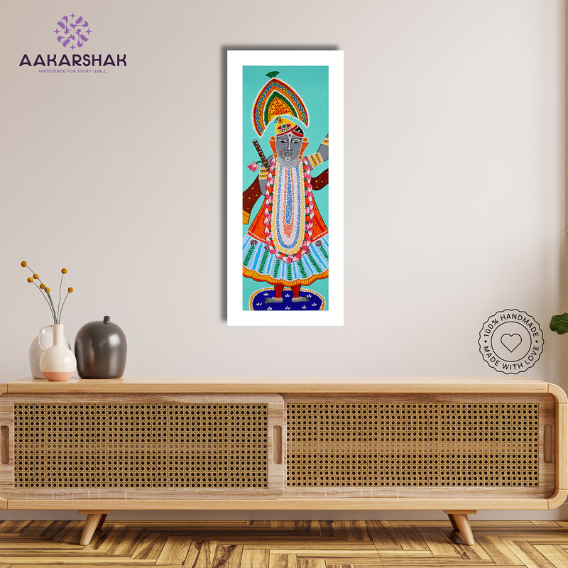Framed artwork with shrinathji design -handmade pichwai painting for home decor