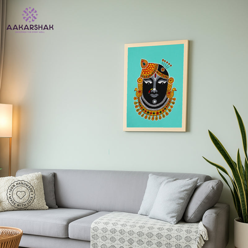 vibrant handmade shrinathji painting-depicting indian folk traditions