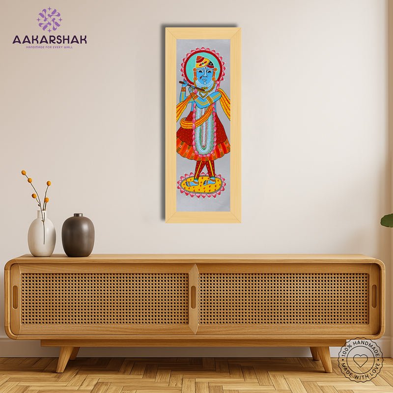Framed artwork with shrinathji design -handmade pichwai painting for home decor