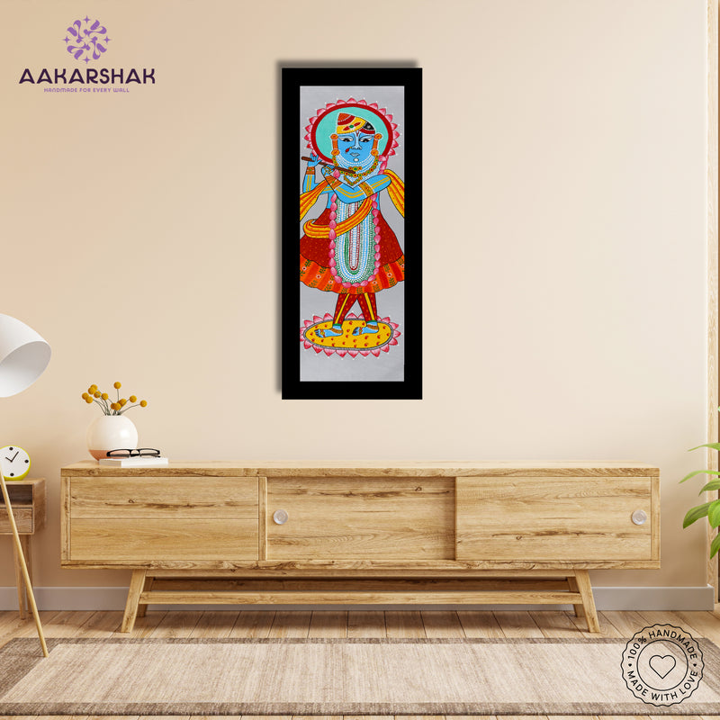 Framed artwork with shrinathji design -handmade pichwai painting for home decor