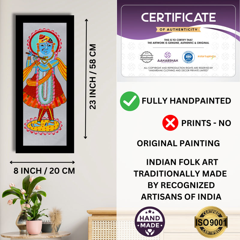 Framed artwork with dimensions, authenticity certificate and handmade iso certified-shrinathji Pichwai painting