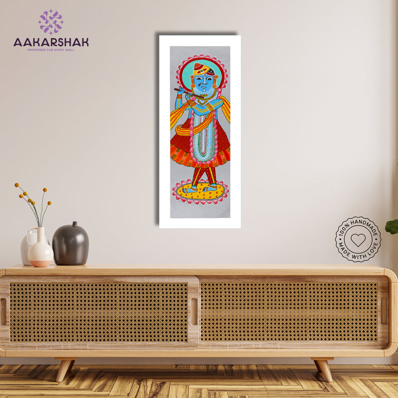 Framed artwork with shrinathji design -handmade pichwai painting for home decor