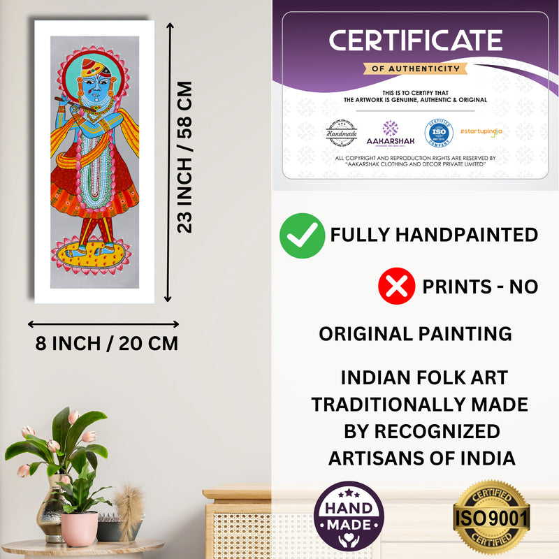 Framed artwork with dimensions, authenticity certificate and handmade iso certified-shrinathji Pichwai painting
