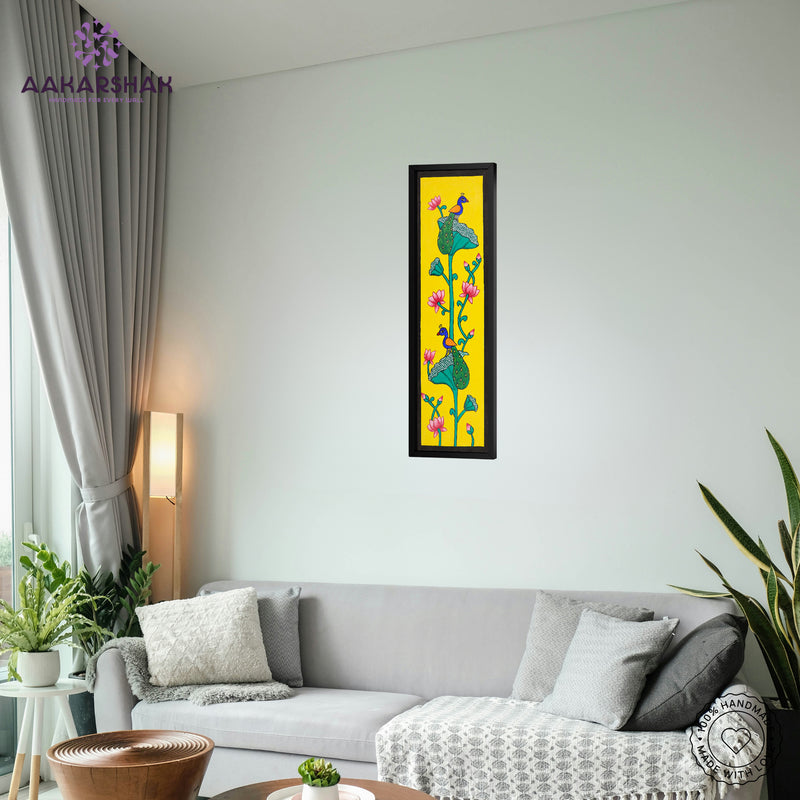 vibrant handmade peacock painting-depicting indian folk traditions