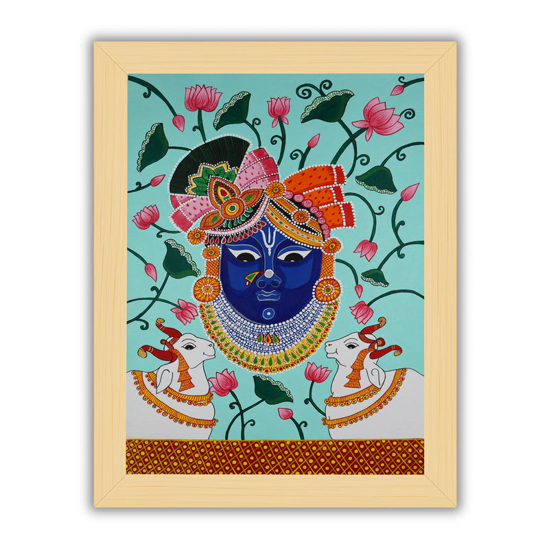 Handmade Pichwai Shrinathji Painting Framed 17x24 Inch Wall Art