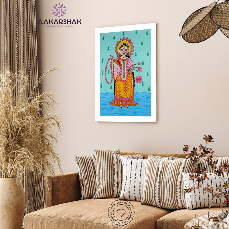 Handmade Pichwai Radha Rani Painting Framed 17x24 Inch Wall Art