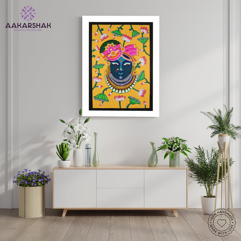 Handmade Pichwai Shrinathji Painting Framed 17x24 Inch Wall Art