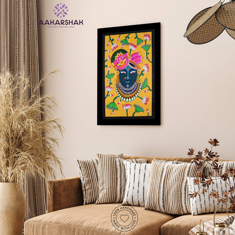 Handmade Pichwai Shrinathji Painting Framed 17x24 Inch Wall Art
