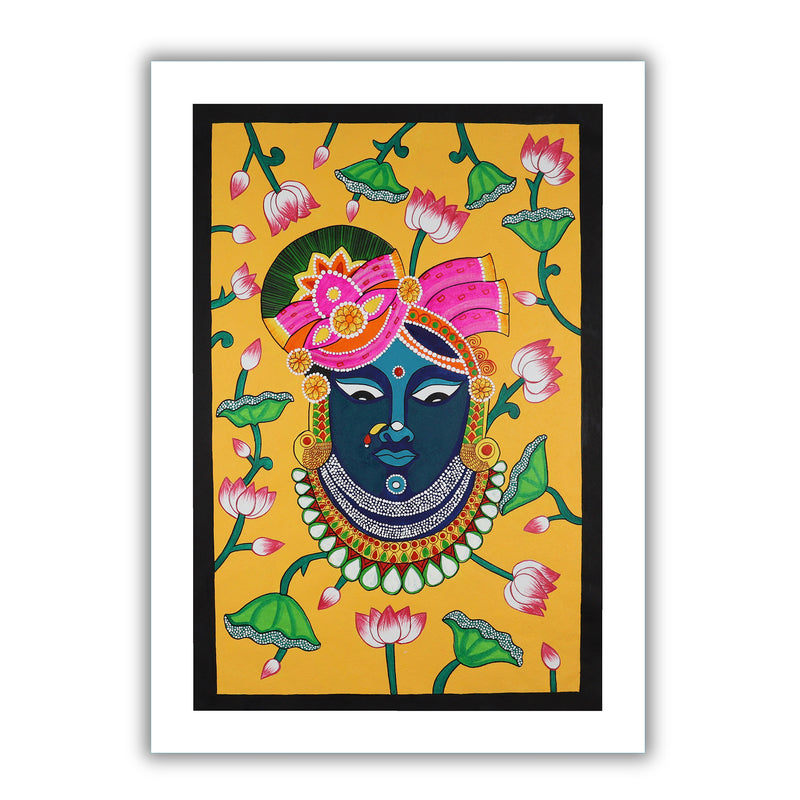 Handmade Pichwai Shrinathji Painting Framed 17x24 Inch Wall Art