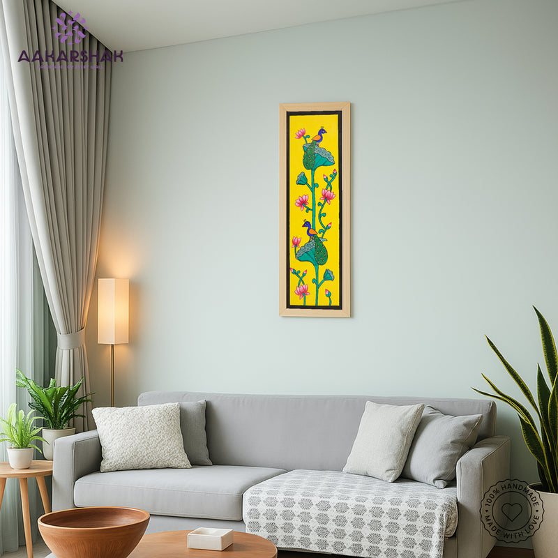 vibrant handmade peacock painting-depicting indian folk traditions