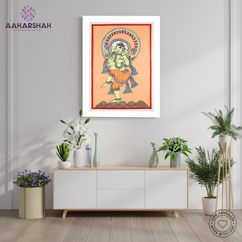 Handmade Kalamkari Ganesh Painting 17x24Inch Wall Art