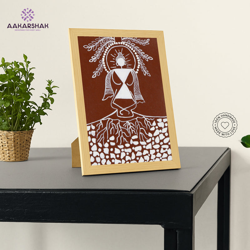 vibrant handmade buddha painting-depicting indian folk traditions