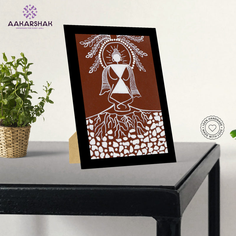 vibrant handmade buddha painting-depicting indian folk traditions