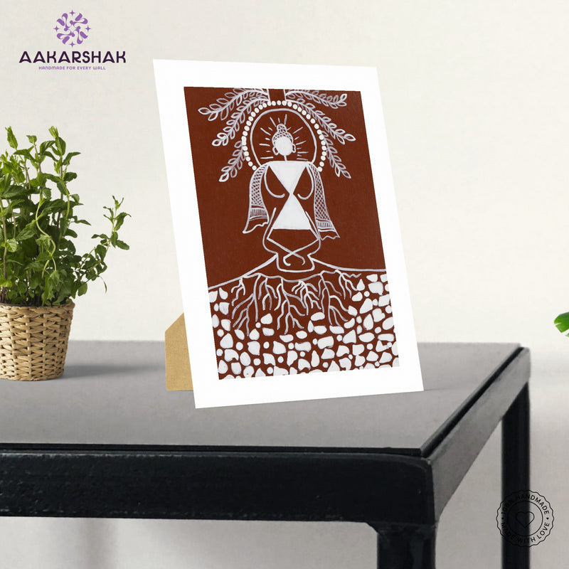 vibrant handmade buddha painting-depicting indian folk traditions