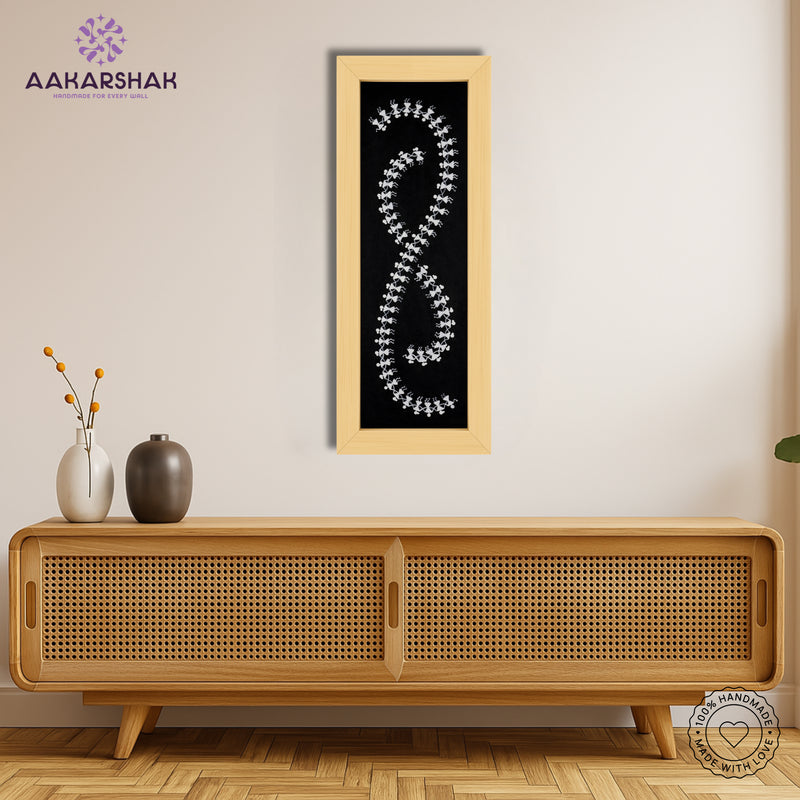 Framed artwork with dancing design -handmade painting for home decor