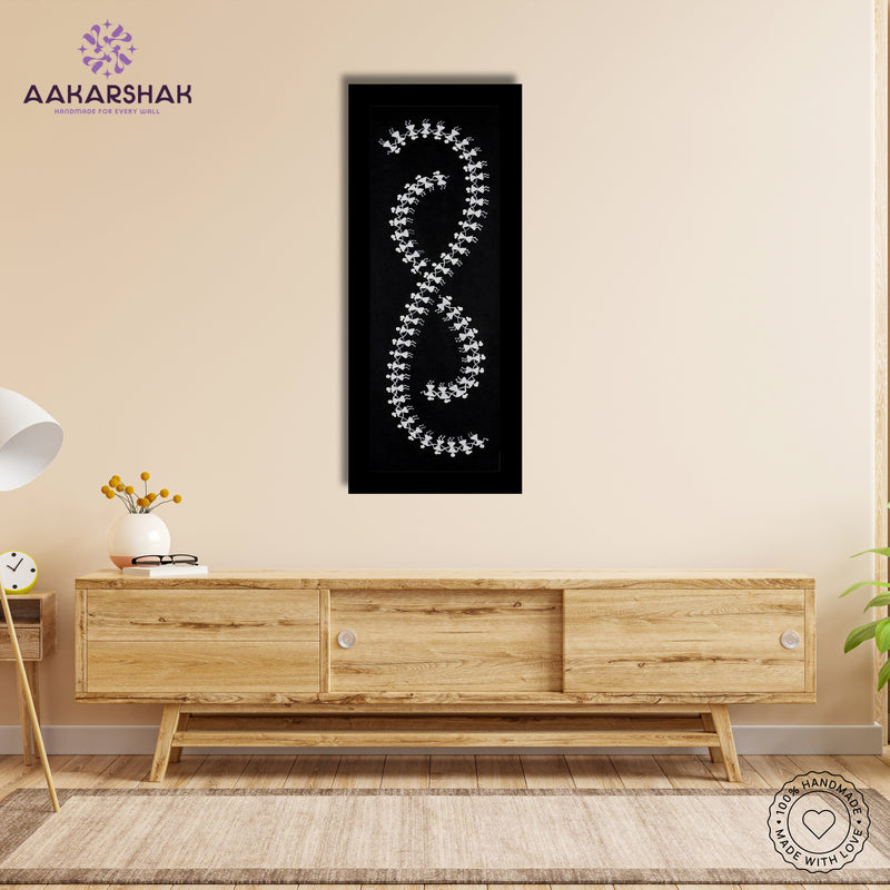 Framed artwork with dancing design -handmade painting for home decor
