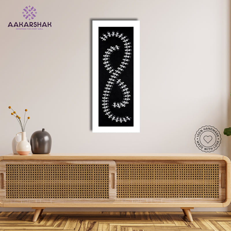 Framed artwork with dancing design -handmade painting for home decor
