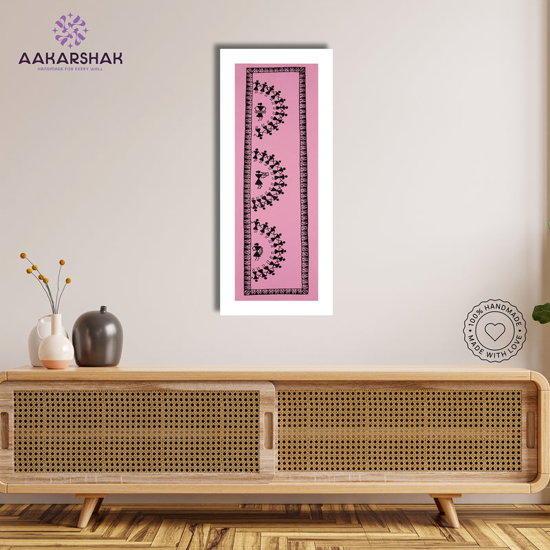 Framed artwork with dancing design -handmade painting for home decor