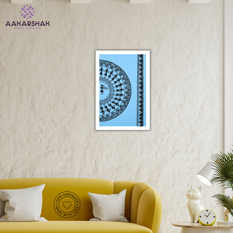 vibrant handmade dancing painting-depicting indian folk traditions