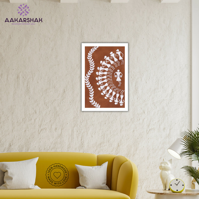 vibrant handmade dancing painting-depicting indian folk traditions